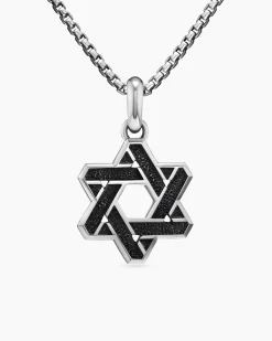Cable Star of David Amulet Sterling Silver with 18K Yellow Gold, 19mm