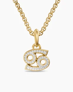Cancer Amulet 18K Yellow Gold with Diamonds, 17mm