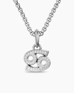 Cancer Amulet Sterling Silver with Diamonds, 17mm