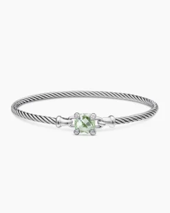Chatelaine® Bracelet Sterling Silver with Prasiolite and Diamonds, 3mm