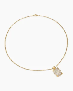 Chatelaine® Elongated Pendant Necklace 18K Yellow Gold with Diamonds, 19mm