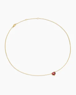 Chatelaine® Heart Pendant Necklace 18K Yellow Gold with Garnet, 8mm