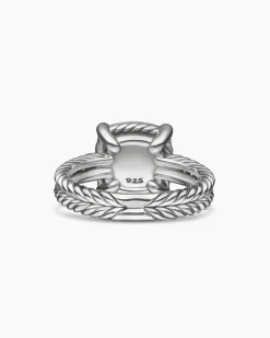 Chatelaine® Pavé Bezel Ring Sterling Silver with Hampton Blue Topaz and Diamonds, 9mm