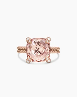 Chatelaine® Ring 18K Rose Gold with Morganite and Diamonds, 11mm