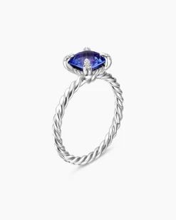 Chatelaine® Ring 18K White Gold with Tanzanite and Diamonds, 7mm