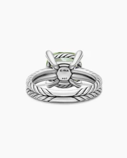 Chatelaine® Ring Sterling Silver with Prasiolite and Diamonds, 11mm