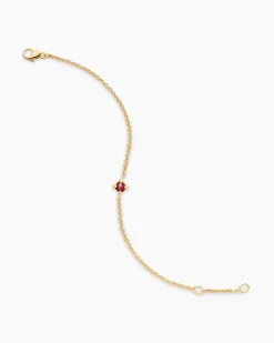 Chatelaine® Teen Bracelet 18K Yellow Gold with Garnet, 4mm