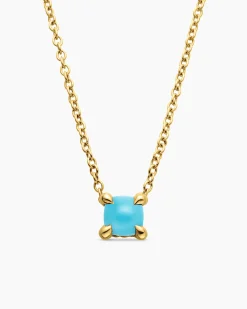 Chatelaine® Teen Necklace 18K Yellow Gold with Turquoise, 4mm