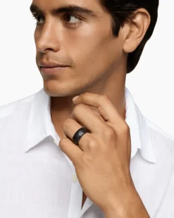 Chevron Band Ring Black Titanium, 10mm