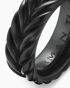 Chevron Band Ring Black Titanium, 9mm