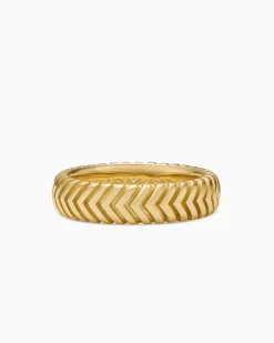 Chevron Band Ring 18K Yellow Gold, 6mm