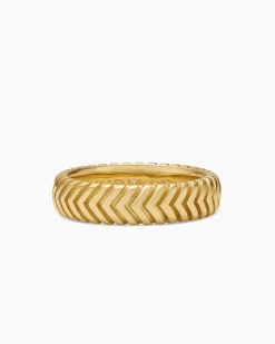 Chevron Band Ring 18K Yellow Gold, 6mm