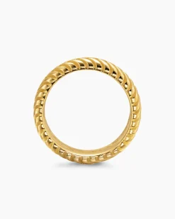 Chevron Band Ring 18K Yellow Gold, 6mm