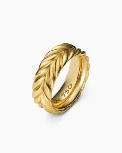 Chevron Band Ring 18K Yellow Gold, 9mm