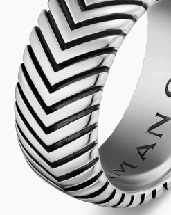 Chevron Band Ring Sterling Silver, 10mm