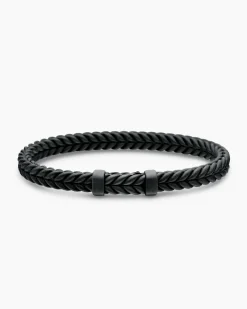 Chevron Bracelet Black Rubber with Black Titanium, 6mm