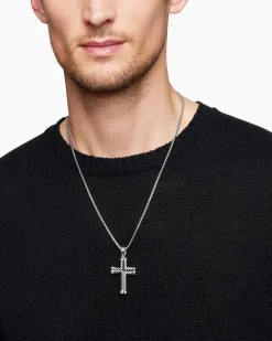Chevron Cross Pendant Sterling Silver, 40mm