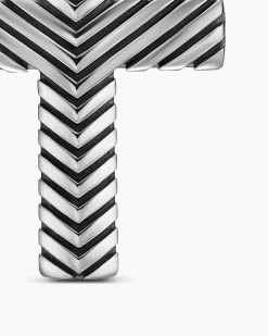 Chevron Cross Pendant Sterling Silver, 36mm