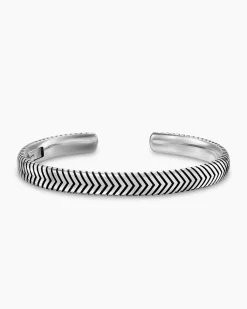 Chevron Cuff Bracelet Sterling Silver, 8mm
