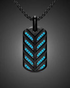 Chevron Fluorescent Tag Black Titanium with Diamonds, 35mm