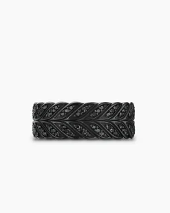 Chevron Pavé Band Ring Black Titanium with Black Diamonds, 9mm
