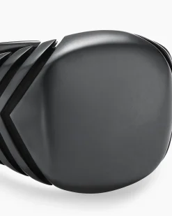 Chevron Signet Ring Black Titanium, 18mm