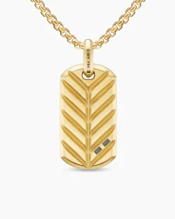 Chevron Tag 18K Yellow Gold with Black Diamonds, 35mm