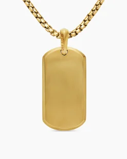Chevron Tag 18K Yellow Gold with Rainbow Baguettes, 35mm