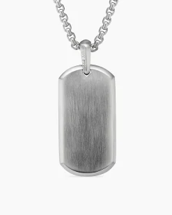 Chevron Tag Platinum with Diamond Baguettes, 35mm