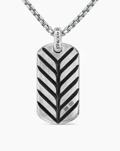 Chevron Tag Sterling Silver with Pietersite, 42mm