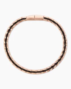 Chevron Woven Bracelet 18K Rose Gold and Black Nylon, 9mm