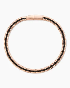 Chevron Woven Bracelet 18K Rose Gold and Black Nylon, 9mm