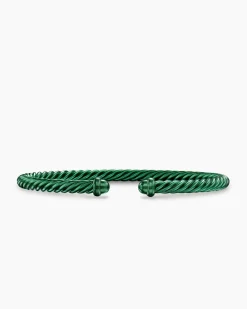 Classic Cable Bracelet Green Aluminum, 4mm