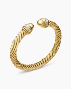 Classic Cablespira® Bracelet 18K Yellow Gold with Gold Domes and Diamonds, 7mm