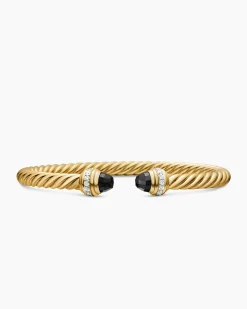 Classic Cablespira® Bracelet 18K Yellow Gold with Black Onyx and Diamonds, 5mm