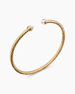 Classic Cablespira® Bracelet 18K Yellow Gold with Pearls and Diamonds, 3mm
