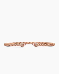 Classic Cablespira® Bracelet 18K Rose Gold with Morganite and Diamonds, 3mm