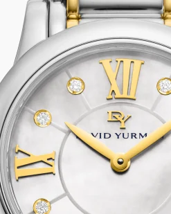 Classic Quartz Watch Stainless Steel with 18K Yellow Gold and Diamonds, 30mm