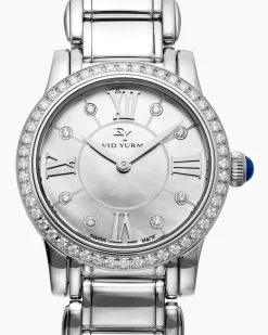 Classic Quartz Watch Stainless Steel with Diamond Bezel, 30mm