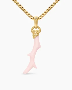 Coral Amulet Pink Opal and 18K Yellow Gold, 31mm