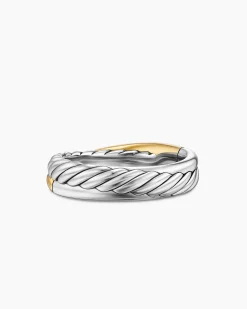 Crossover Band Ring Sterling Silver with 18K Yellow Gold, 5.3mm
