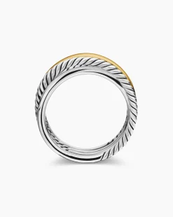 Crossover Band Ring Sterling Silver with 18K Yellow Gold, 6.8mm