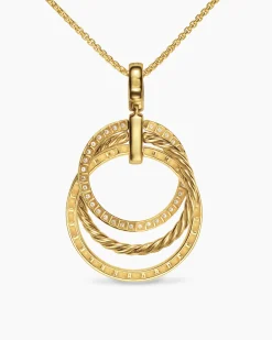 Crossover Trio Pendant Necklace 18K Yellow Gold with Diamonds, 24mm