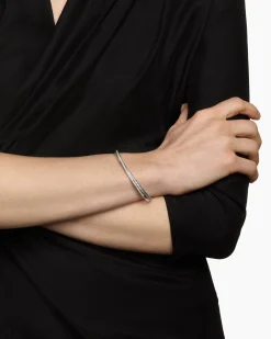 Crossover Two Row Bracelet Sterling Silver with Diamonds, 6mm