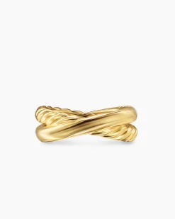 Crossover Two Row Ring 18K Yellow Gold with Diamonds, 7.4mm