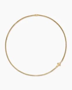 Cross Station Necklace 18K Yellow Gold, 3.4mm