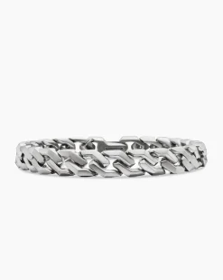 Curb Chain Angular Link Bracelet Sterling Silver, 8.7mm