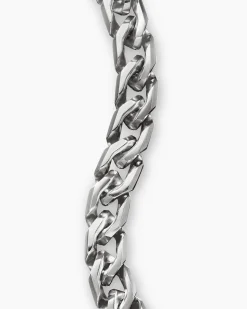 Curb Chain Angular Link Bracelet Sterling Silver, 8.7mm