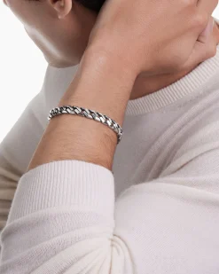 Curb Chain Angular Link Bracelet Sterling Silver, 8.7mm
