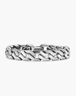 Curb Chain Angular Link Bracelet Sterling Silver, 11.5mm